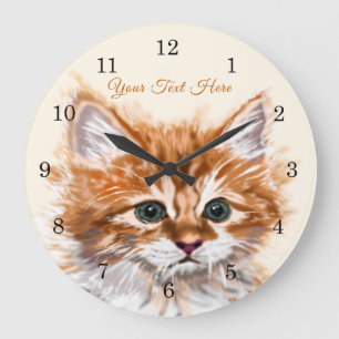 Cute Kitty - Sweet - Add Your Text / Name Große Wanduhr