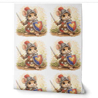 Cute Knight Mouse Pattern Wallpaper Kids Tapete