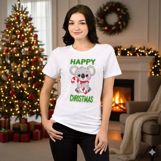 Cute Koala Bear Happy Christmas T-Shirt Tri-Blend Shirt (Von Creator hochgeladen)
