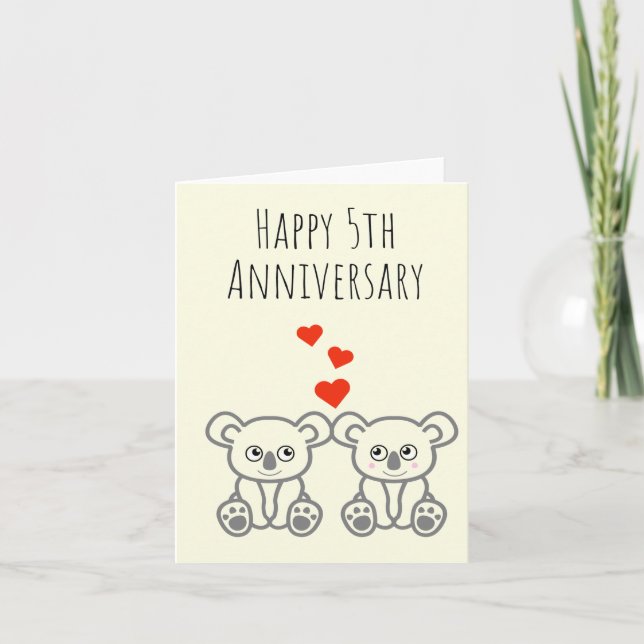 Cute Koala Bear Paar-Happy Anniversary Card Karte (Vorderseite)
