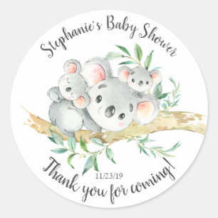 Cute Koala Bear Twins Baby Dusche Gefallen Runder Aufkleber