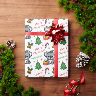 Cute Koala Christmas Tree Holidays Geschenkpapier