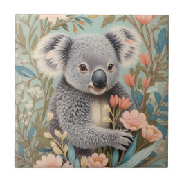 Cute Koala Elegant Pastel Floral Fliese