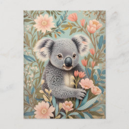 Cute Koala Elegant Pastel Floral Postkarte