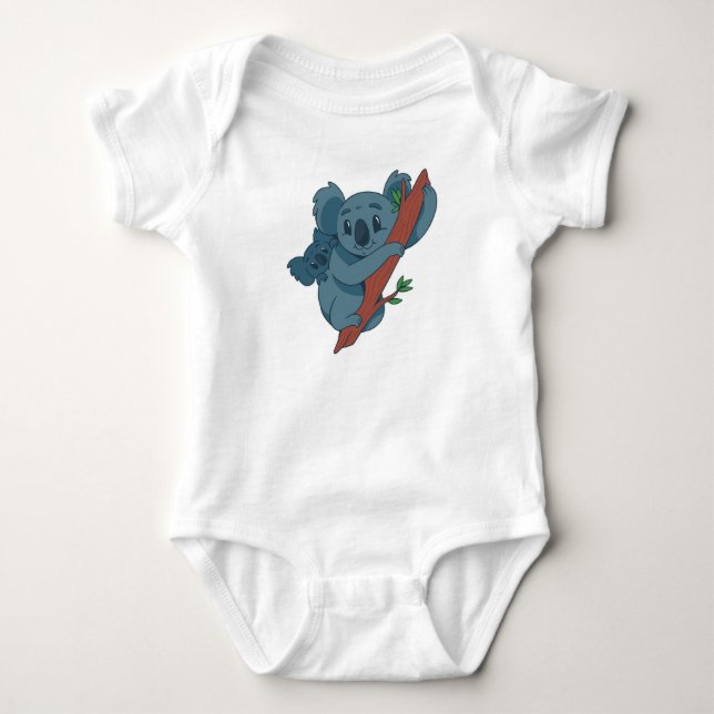 Cute Koala Family Illustration - Nature-Loving Kid Baby Strampler (Vorderseite)