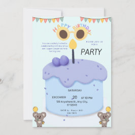 Cute Koala First Birthday Invitation - Customizabl Einladung