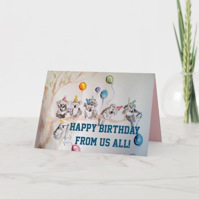 Cute Koala Group Joyeux Anniversaire de nous Carte (Devant)
