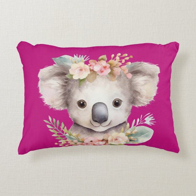 Cute Koala Hot Pink Dekokissen (Vorderseite)