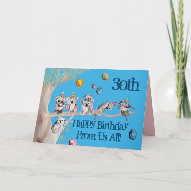 Cute Koala Joyeux 30e anniversaire de nous Carte d (Devant)