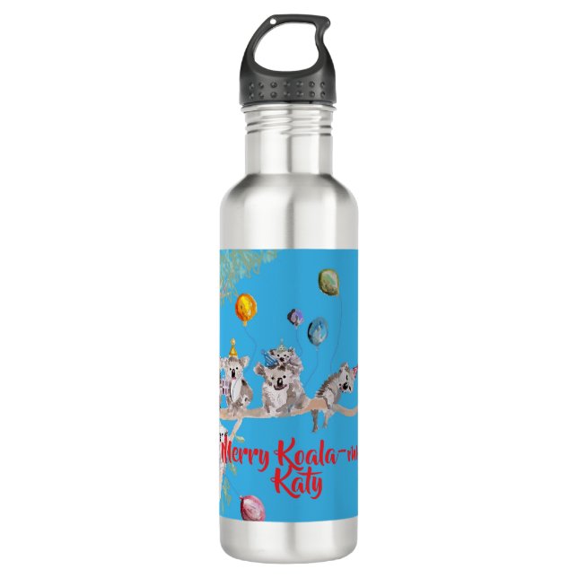 Cute Koala Koalas Merry Christmas Koala-mus Girls Edelstahlflasche (Vorderseite)