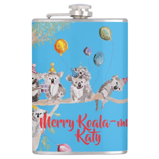 Cute Koala Koalas Merry Christmas Koala-mus Girls Flachmann (Vorderseite)
