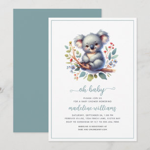 Cute Koala Oh Baby shower Invitation