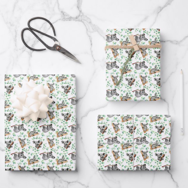 Cute Koala Ours Eucalyptus Feuilles Cadeau bébé (Recto)