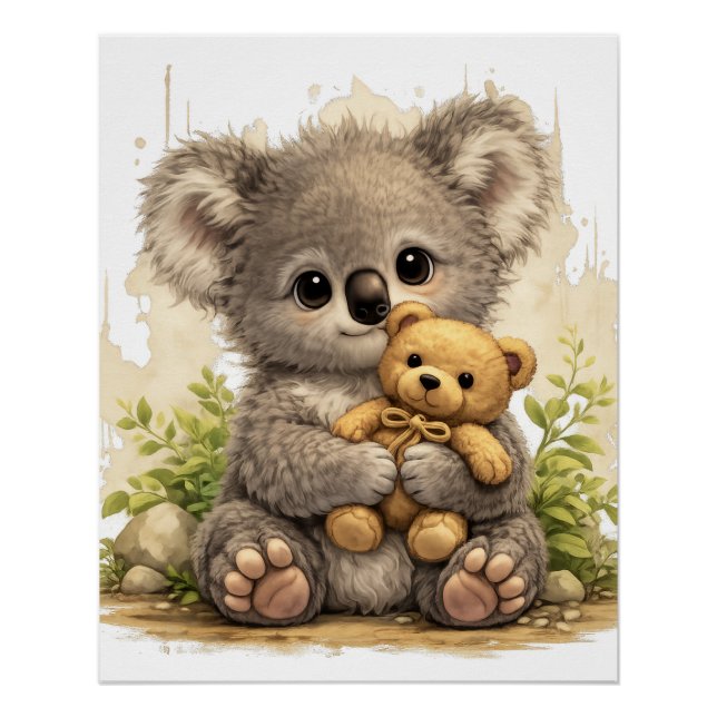 Cute Koala Teddy Poster Kawaii Animal (Devant)