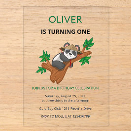 Cute Koala Wild Animal Kids First Birthday Acryleinladungen