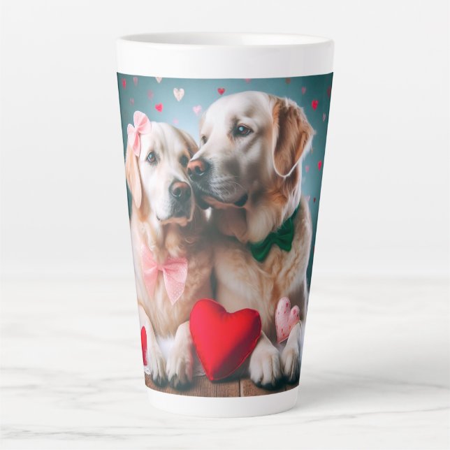 Cute labrador couple valentine's day milchtasse (Vorderseite)