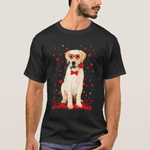 Cute Labrador Dog Glasses Heart Flower Valentine T-Shirt