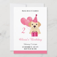 Cute Labrador Retriever Girl Invitation d'annivers