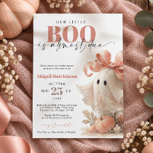 Cute Lace Ghost Halloween Baby Shower Invitation