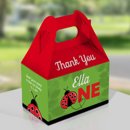Cute Ladybug 1st Birthday Party Gable Box for girl Geschenkschachtel