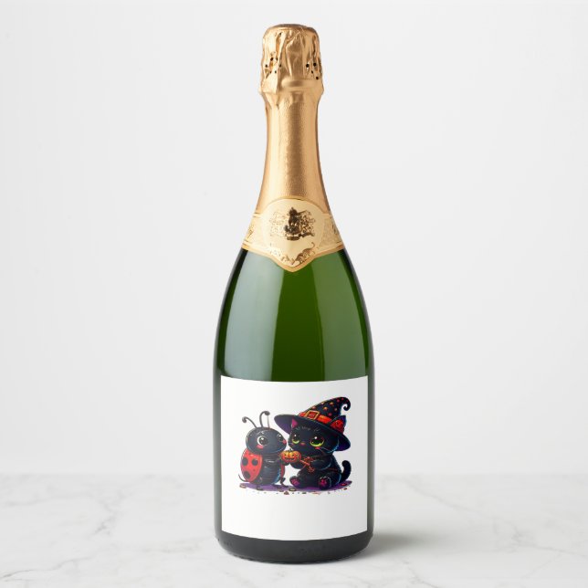 Cute Ladybug and Black Cat Halloween Classic T-Shi (Vorderseite)