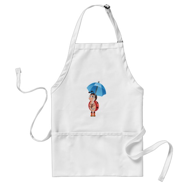 Cute Ladybug Blue Umbrella Rain Boots Schürze (Vorne)