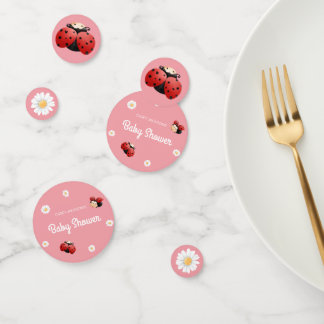 Cute Ladybug Flowers Baby Shower Table Konfetti