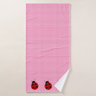 Cute Ladybug Pink and White Picnic Checks En vichy