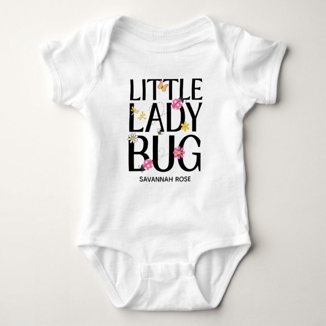 Cute Ladybug Pink Girl Baby Shower Strampler (Vorderseite)