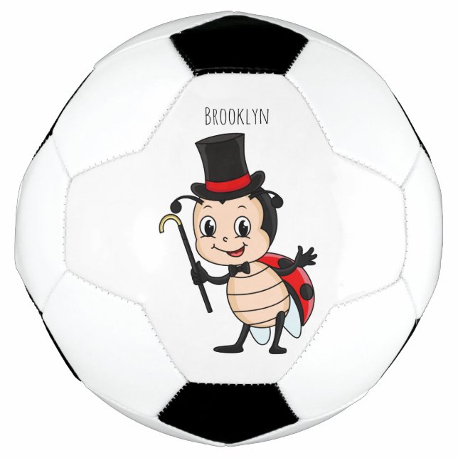 Cute ladybug with top hat and tie cartoon fußball (Vorderseite)
