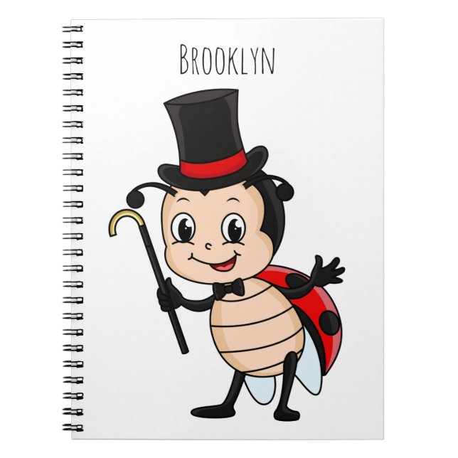 Cute ladybug with top hat and tie cartoon  notizblock (Vorderseite)