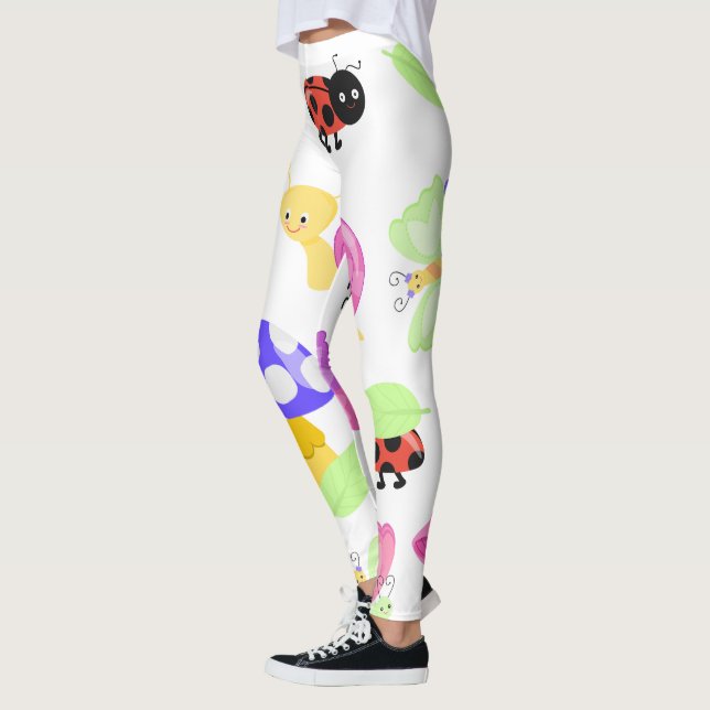Cute Ladybugs Nature Leggings blancs pour les femm (Gauche)