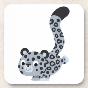 Cute Landing Cartoon Snow Leopard Coasters Set Getränkeuntersetzer