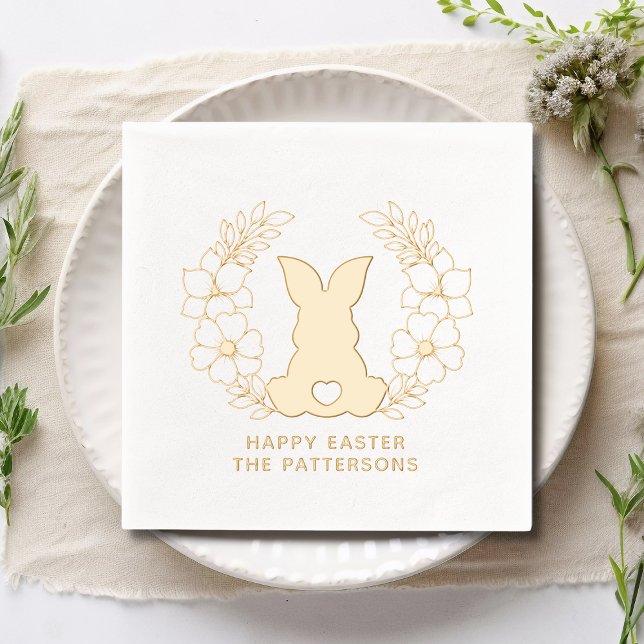 Cute Lapin de Pâques Fleur Wreath Nom personnalisé (Créateur téléchargé)
