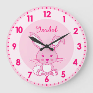 Cute lapin lapin nursery nommé enfants horloge