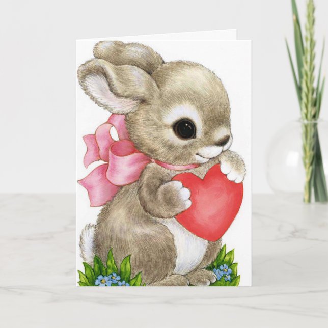 Cute lapin Valentines jour personnalisable carte (Devant)