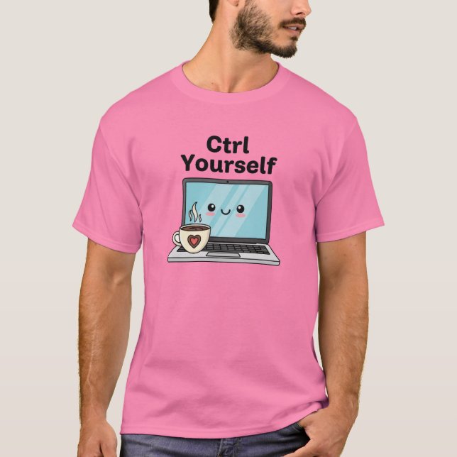 Cute Laptop and Coffee T-Shirt (Vorderseite)