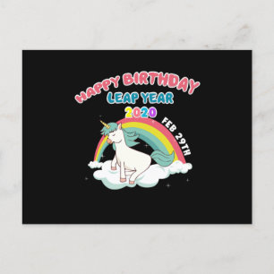 Cute Leapling Unicorn Leaper Leap Year Happy Birth Postkarte