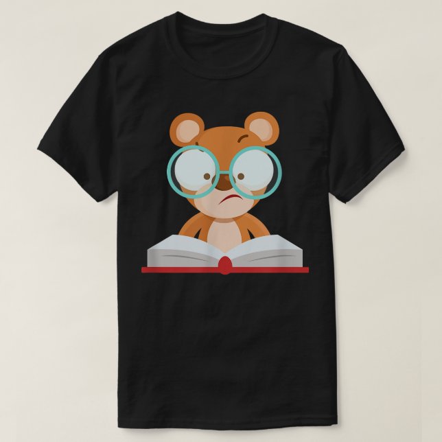 Cute learning bear simple costume funny glasses bo T-Shirt (Design vorne)