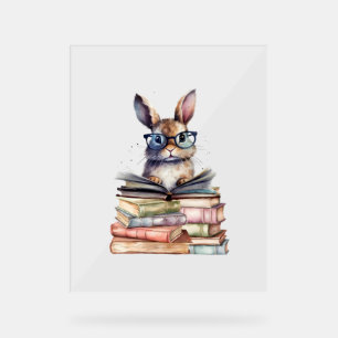 Cute Lecture Bunny Avec Lunettes Livres Vêtements
