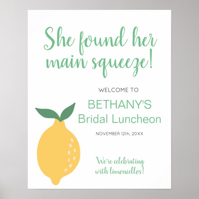 Cute Lemon Bridal Luncheon Affiche de bienvenue (Devant)