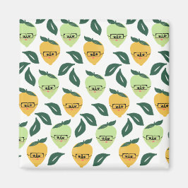 Cute Lemon Cartoon with Glasses Pattern Magnet