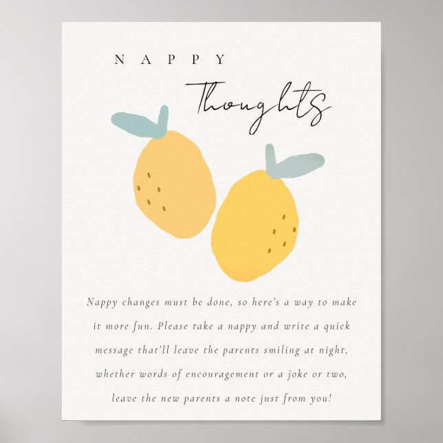 Cute Lemon Citrus Late Night Diaper Nappy Game Poster (Vorne)