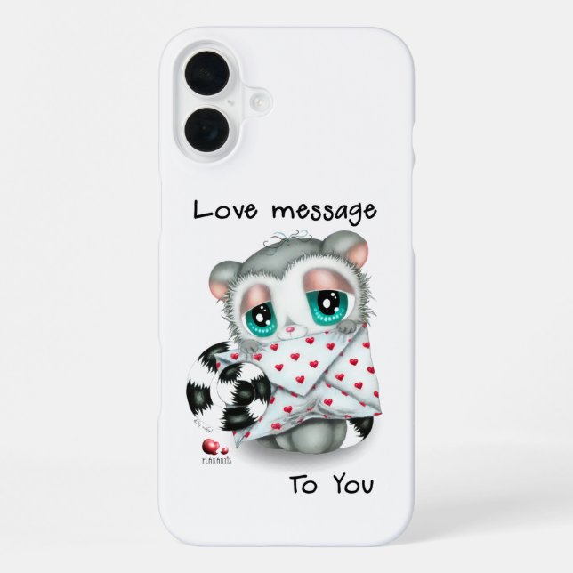 Cute Lemur Valentine - Romantic Love Letter iPhone 16 Plus Hülle (Rückseite)