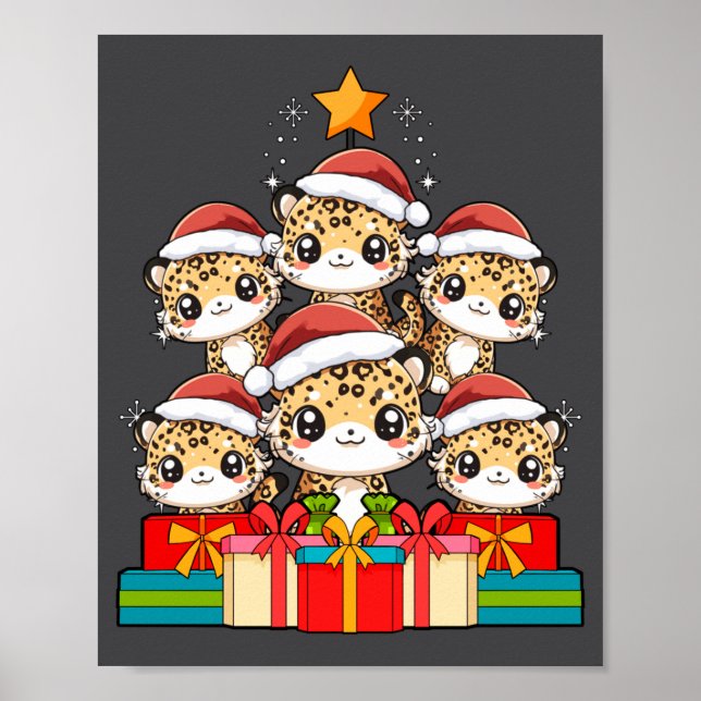 Cute Leopard Gecko Le Lizard Christmas Tree Xmas H Poster (Vorne)