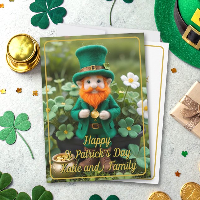 Cute Leprechaun Pot O' Gold Carte de la Saint Patr (Wishing you a pot o’ gold, a pint o’ cheer, and all the luck of the Irish this St. Patrick’s Day)