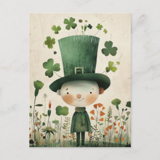 Cute Leprechaun Watercolor St. Patrick's Day  Postkarte