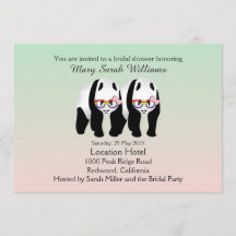 Cute Lesbian Pandas Ours Bridal Douche Invitation