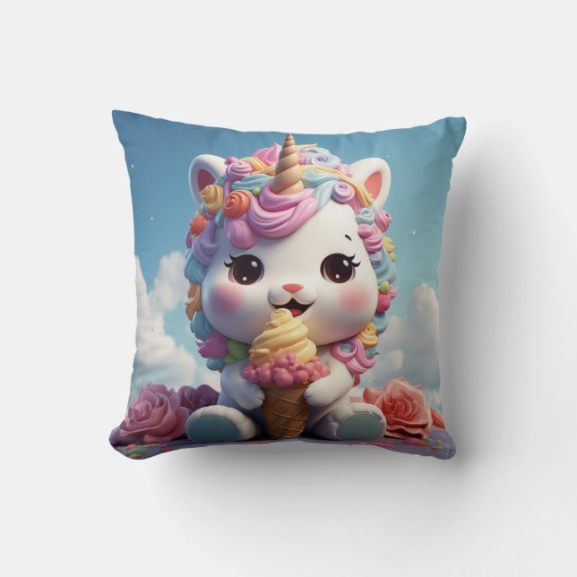 Cute licorne lancer oreiller (Recto)