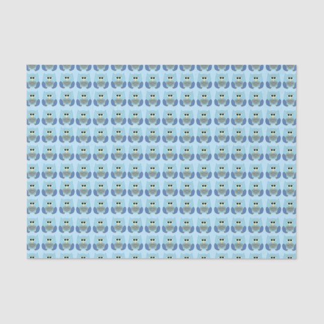 Cute Light Blue Owl Pattern  Seidenpapier (Vorderseite)